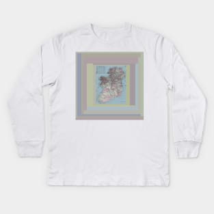 Ireland, antique map colorized and matted Kids Long Sleeve T-Shirt